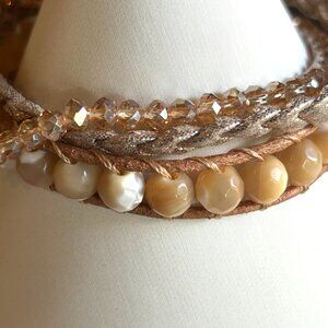 Victoria Emerson Multi-Strand Wrap Bracelet w Faceted Mother of Pearl Beads